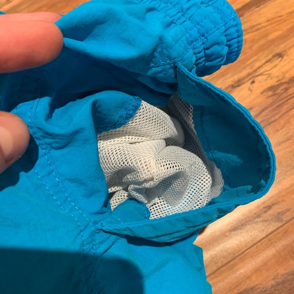 Vintage 90’s 00’s O'Neill Swim Shorts Neon Teal Blue Size M Mid Length Neon Logo - Picture 6 of 7